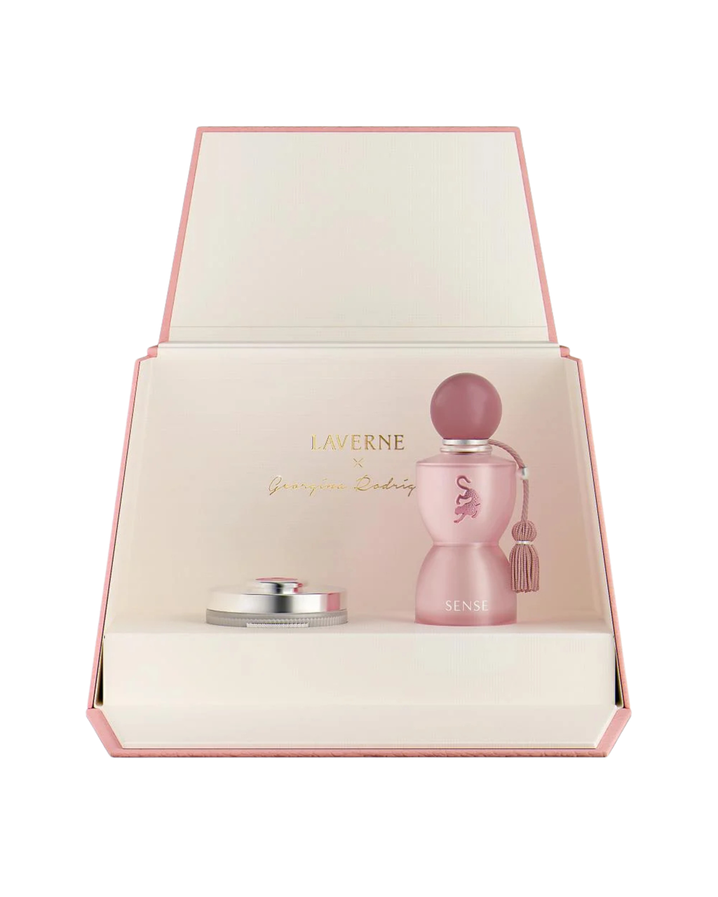 Laverne Perfume Gift Set, Sense Eau de Parfum, Body Powder, Tote Bag, Pink.